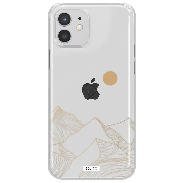 a mountain range with a sun in the background Apple iPhone 12 Clear TPU Case