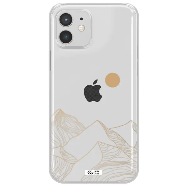 a mountain range with a sun in the background Apple iPhone 12 mini Clear TPU Case