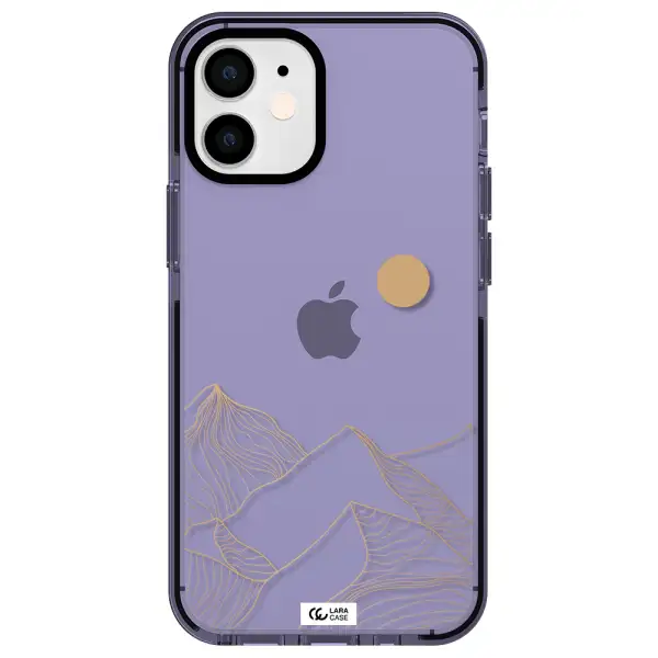 a mountain range with a sun in the background Apple iPhone 12 mini impact Lilac Case