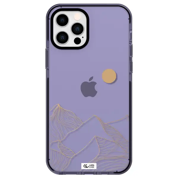 a mountain range with a sun in the background Apple iPhone 12 pro impact Lilac Case