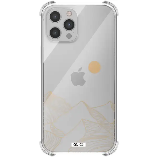 a mountain range with a sun in the background Apple iPhone 12 pro max Clear PC Case