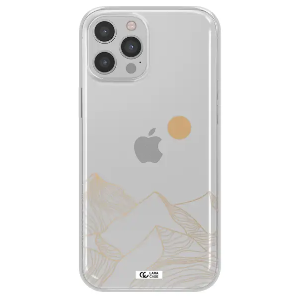 a mountain range with a sun in the background Apple iPhone 12 pro max Clear TPU Case