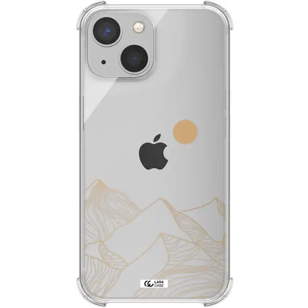 a mountain range with a sun in the background Apple iPhone 13 Clear PC Case