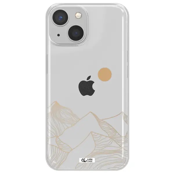 a mountain range with a sun in the background Apple iPhone 13 Clear TPU Case
