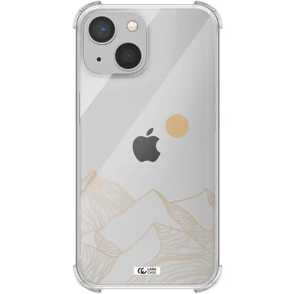 a mountain range with a sun in the background Apple iPhone 13 mini Clear PC Case
