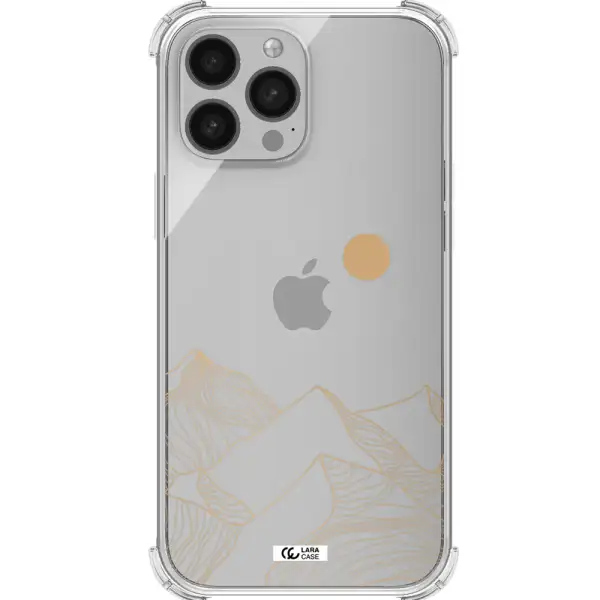 a mountain range with a sun in the background Apple iPhone 13 Pro Clear PC Case