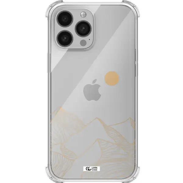 a mountain range with a sun in the background Apple iPhone 13 Pro Max Clear PC Case
