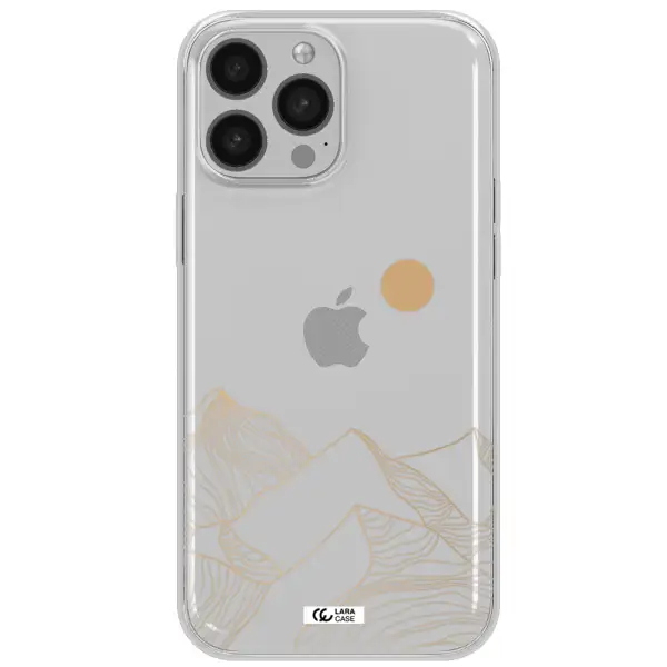 a mountain range with a sun in the background Apple iPhone 13 Pro Max Clear TPU Case