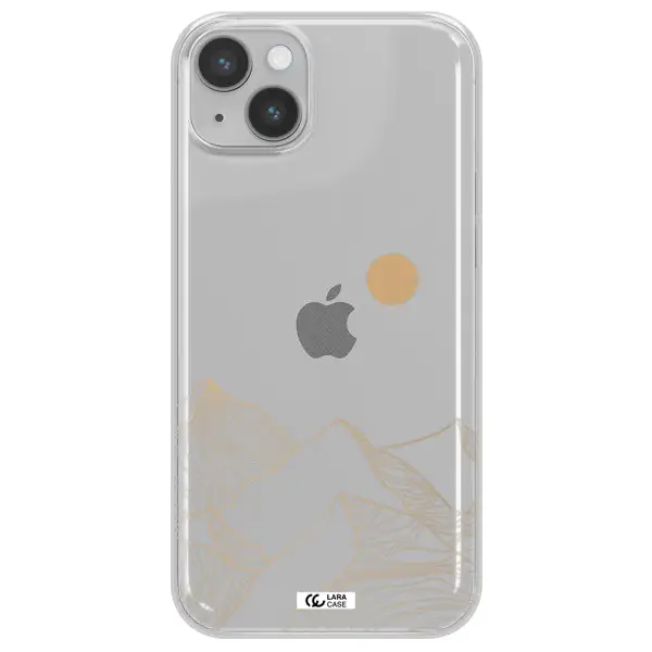 a mountain range with a sun in the background Apple iPhone 14 Clear TPU Case