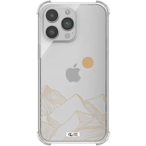 a mountain range with a sun in the background Apple iPhone 14 pro max Clear PC Case