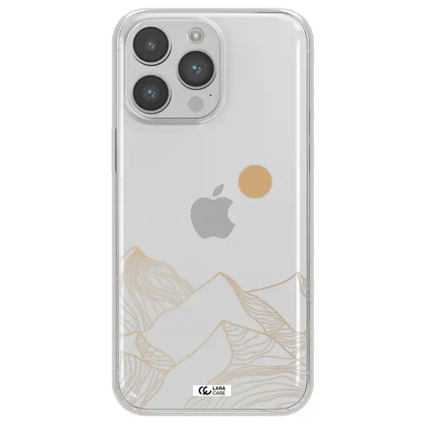 a mountain range with a sun in the background Apple iPhone 14 pro max Clear TPU Case