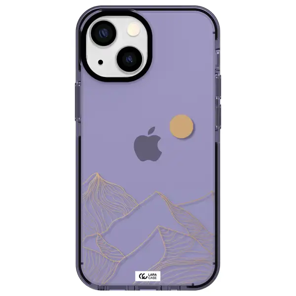 a mountain range with a sun in the background Apple iPhone 15 impact Lilac Case
