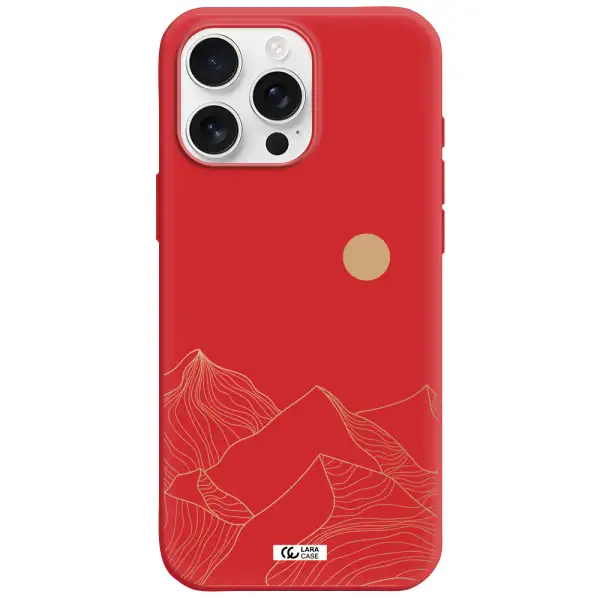 A Mountain Range With A Sun In The Background Apple Iphone 16 Pro Max Silicone Imperial Red Case