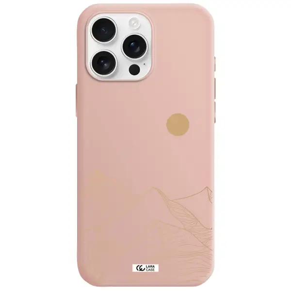 A Mountain Range With A Sun In The Background Apple Iphone 16 Pro Max Silicone Pastel Pink Case