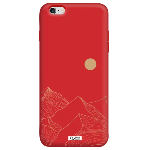 a mountain range with a sun in the background Apple iPhone 6 plus Silicone Imperial Red Case