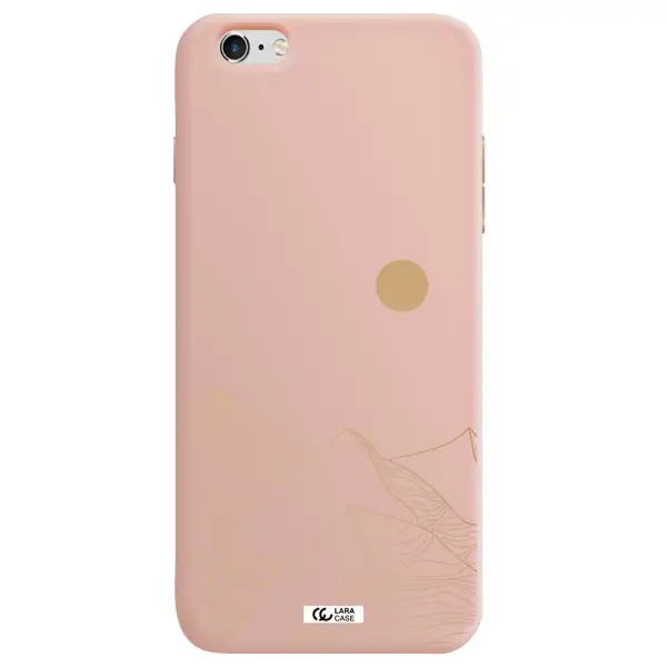 a mountain range with a sun in the background Apple iPhone 6 plus Silicone pastel pink Case