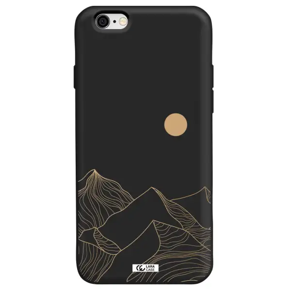 a mountain range with a sun in the background Apple iPhone 6 Silicone black Case