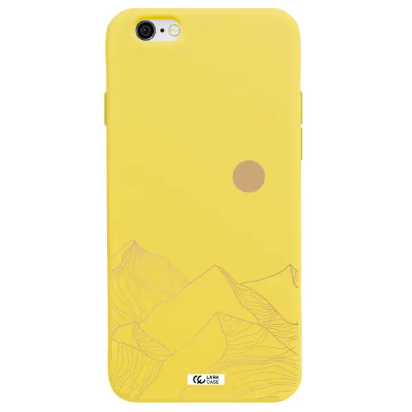a mountain range with a sun in the background Apple iPhone 6 Silicone canary yellow Case