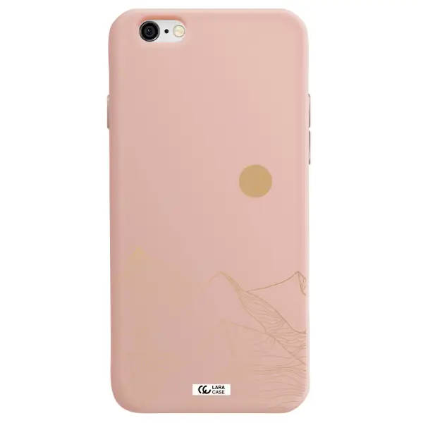 a mountain range with a sun in the background Apple iPhone 6 Silicone pastel pink Case