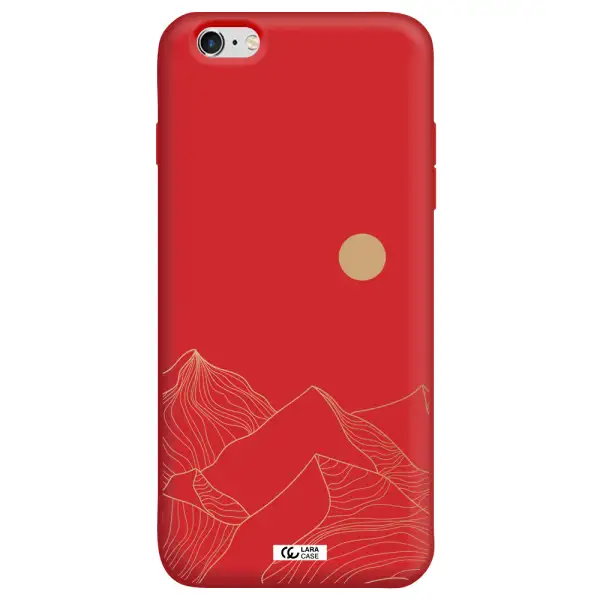 a mountain range with a sun in the background Apple iPhone 6S Silicone Imperial Red Case