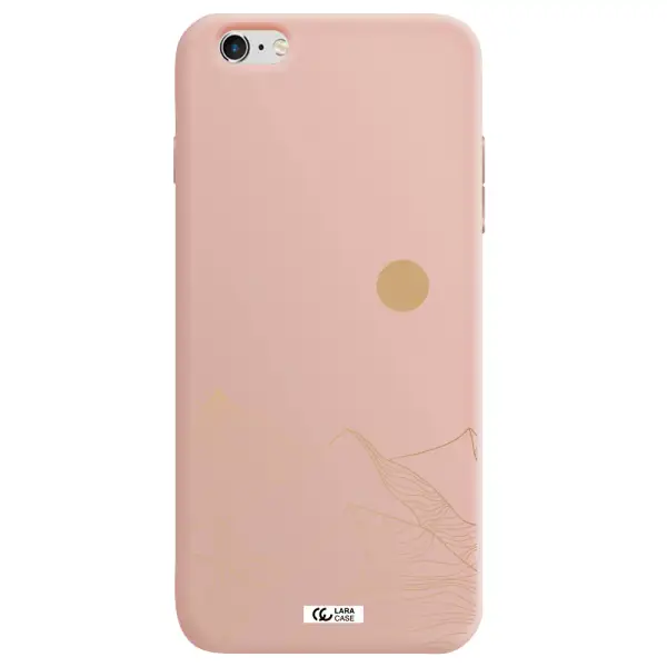 a mountain range with a sun in the background Apple iPhone 6S Silicone pastel pink Case