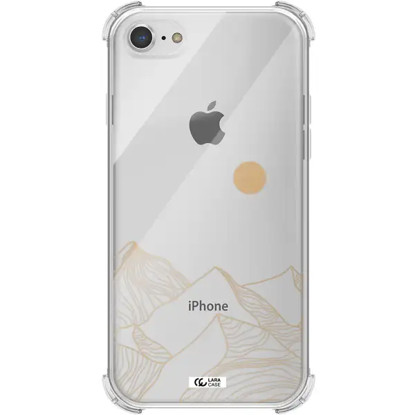 a mountain range with a sun in the background Apple iPhone 7 Clear PC Case