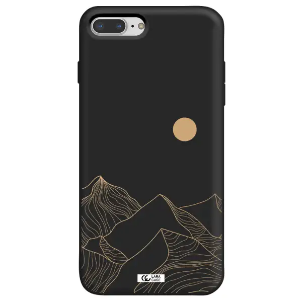 a mountain range with a sun in the background Apple iPhone 7 plus Silicone black Case