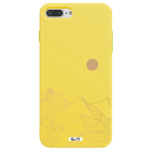 a mountain range with a sun in the background Apple iPhone 7 plus Silicone canary yellow Case