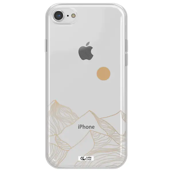 a mountain range with a sun in the background Apple iPhone 8 Clear TPU Case