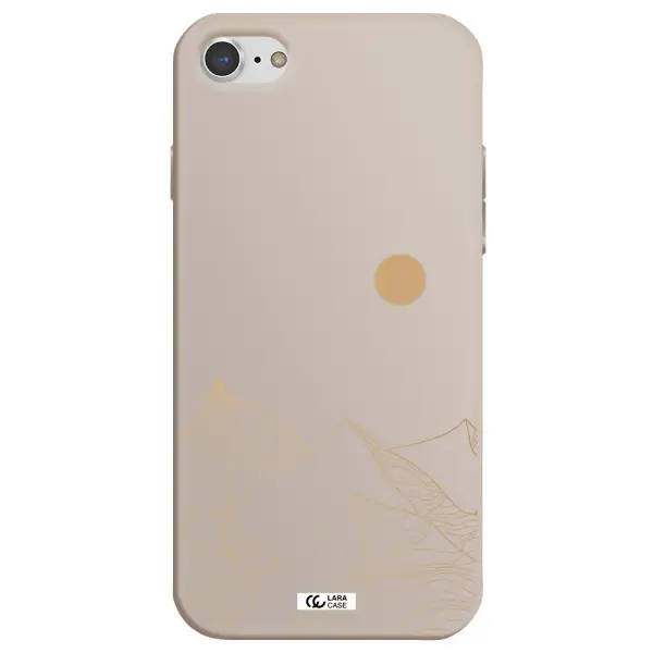 a mountain range with a sun in the background Apple iPhone 8 Silicone Stone Case