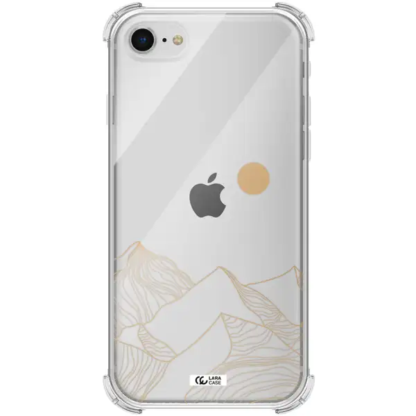 a mountain range with a sun in the background Apple iPhone se 2020 Clear PC Case