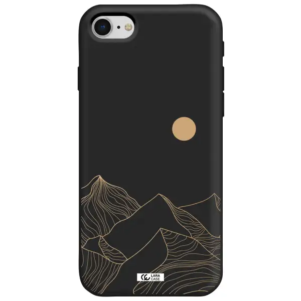 a mountain range with a sun in the background Apple iPhone se 2020 Silicone black Case