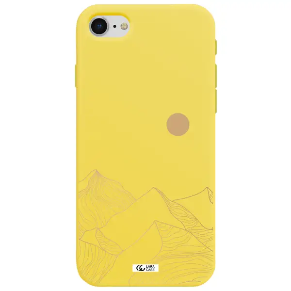a mountain range with a sun in the background Apple iPhone se 2020 Silicone canary yellow Case