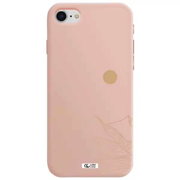 a mountain range with a sun in the background Apple iPhone se 2020 Silicone pastel pink Case