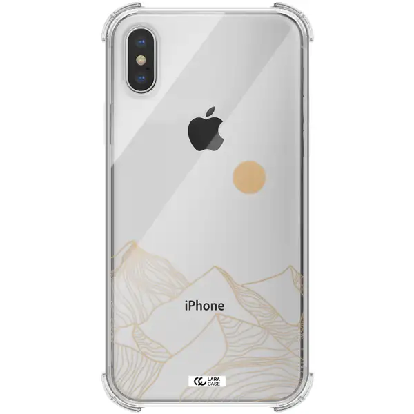 a mountain range with a sun in the background Apple iPhone X Clear PC Case