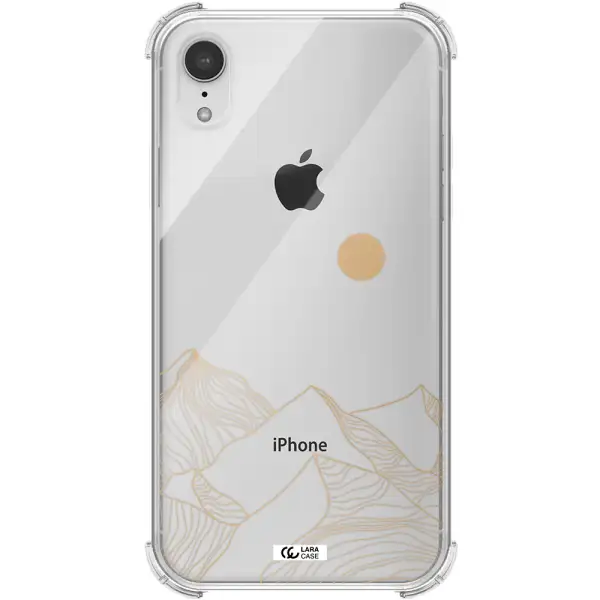 a mountain range with a sun in the background Apple iPhone XR Clear PC Case