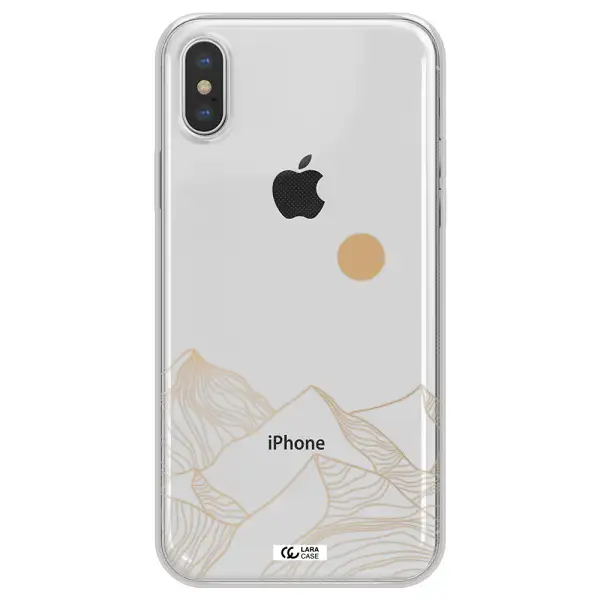 a mountain range with a sun in the background Apple iPhone XS Clear TPU Case