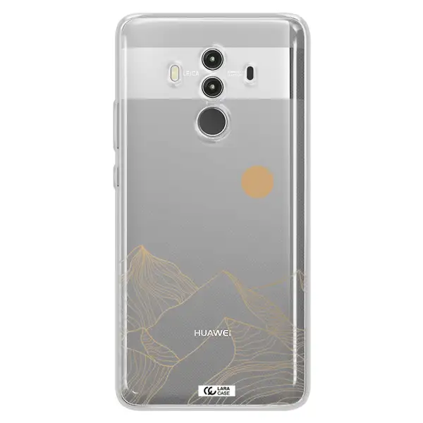 a mountain range with a sun in the background Huawei Mate 10 Clear TPU Case