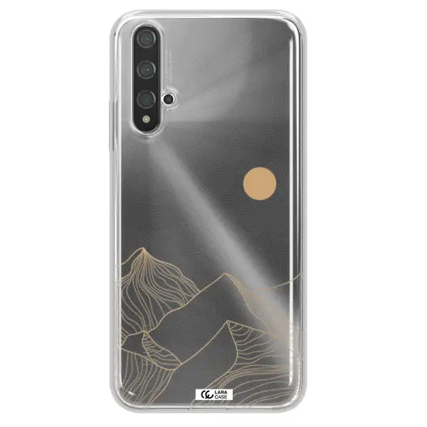 a mountain range with a sun in the background Huawei Nova 5t Clear TPU Case