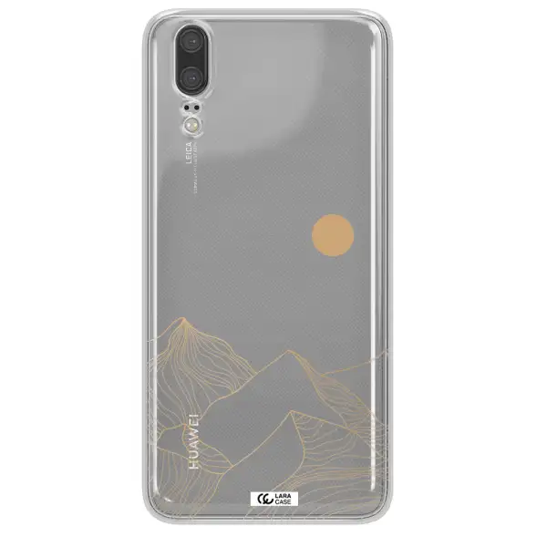a mountain range with a sun in the background Huawei P20 Clear TPU Case
