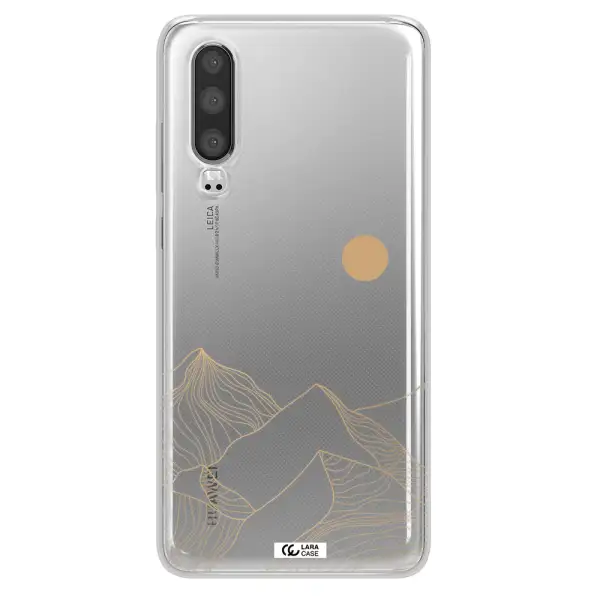 a mountain range with a sun in the background Huawei P30 Clear TPU Case