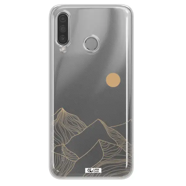 a mountain range with a sun in the background Huawei P30 Lite Clear TPU Case