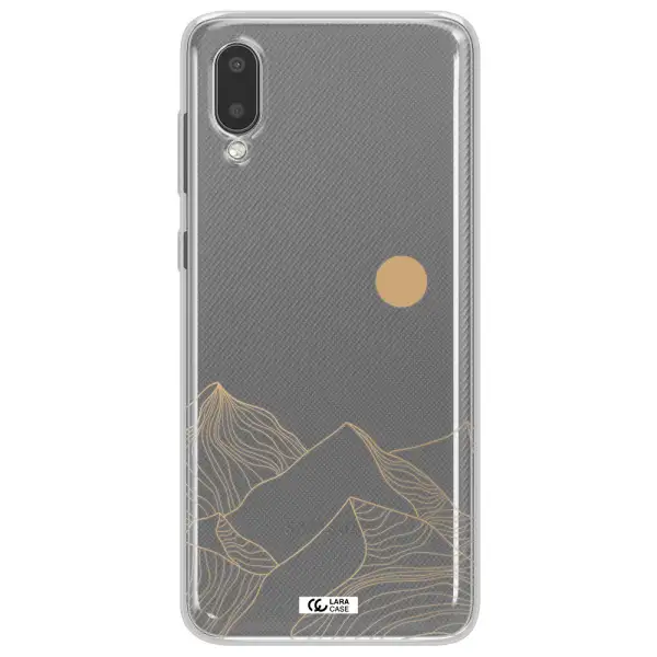 a mountain range with a sun in the background Samsung A02 Clear TPU Case