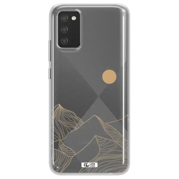 a mountain range with a sun in the background Samsung A02S Clear TPU Case