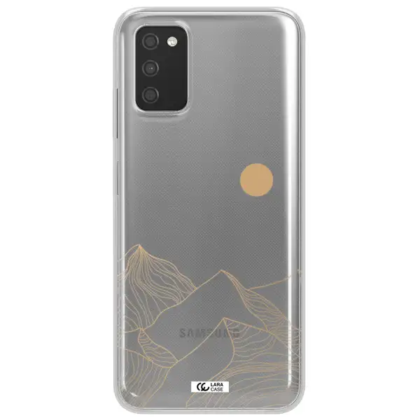 a mountain range with a sun in the background Samsung A03S Clear TPU Case