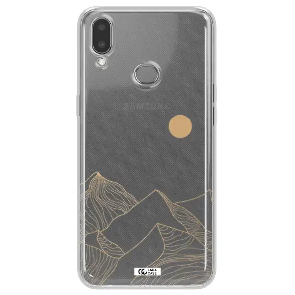 a mountain range with a sun in the background Samsung A10S Clear TPU Case