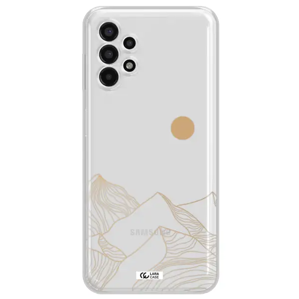 a mountain range with a sun in the background Samsung A13 4g Clear TPU Case