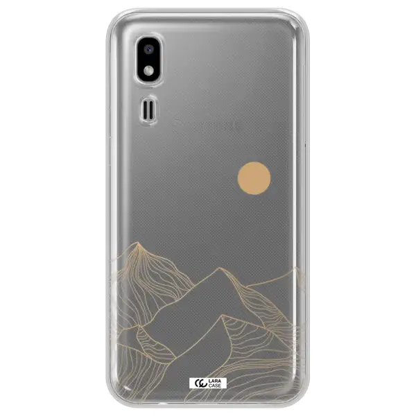 a mountain range with a sun in the background Samsung A2 Core Clear TPU Case