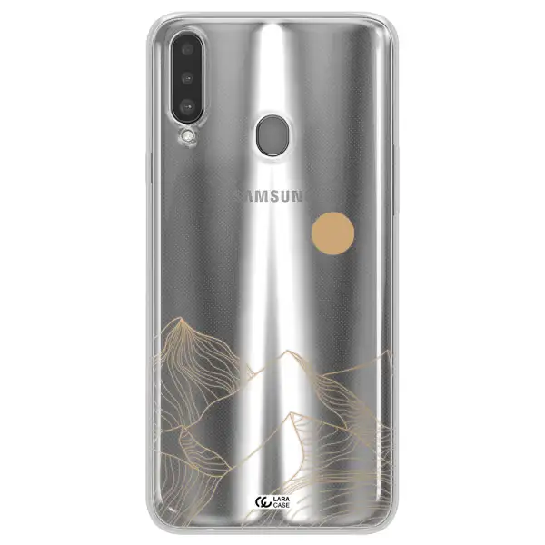 a mountain range with a sun in the background Samsung A20S Clear TPU Case