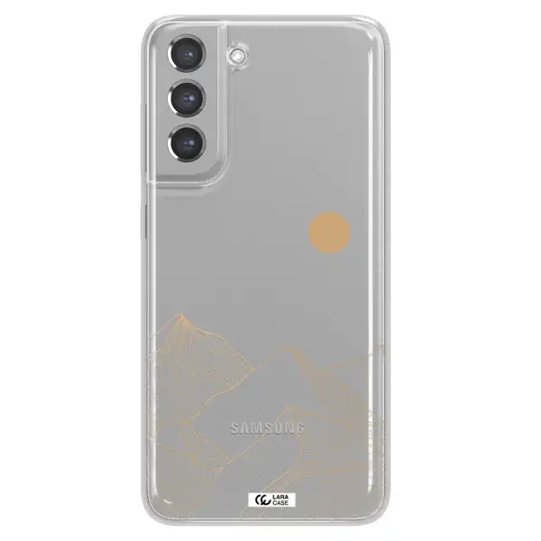 a mountain range with a sun in the background Samsung A21 Fe Clear TPU Case